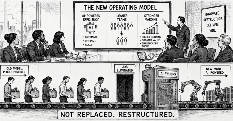 AI Didn’t Replace Those Workers. It Just Made Eliminating Them Sound Like a Strategy.