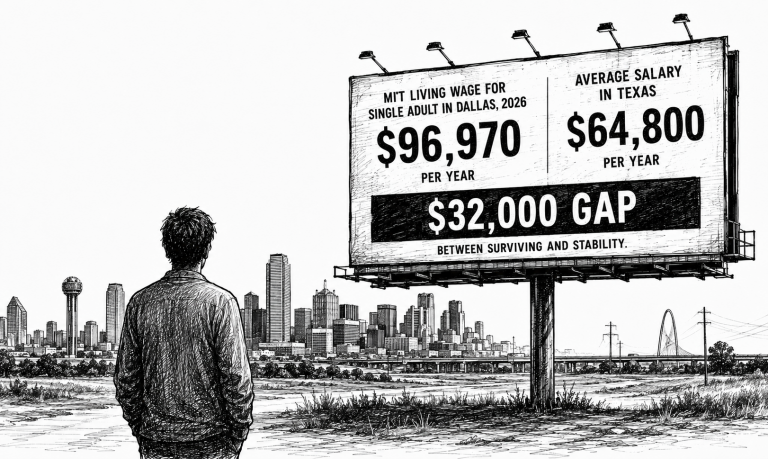 A Single Adult Needs $97,000 a Year to Be “Financially Stable” in Dallas. The Median Wage There Is Not That.